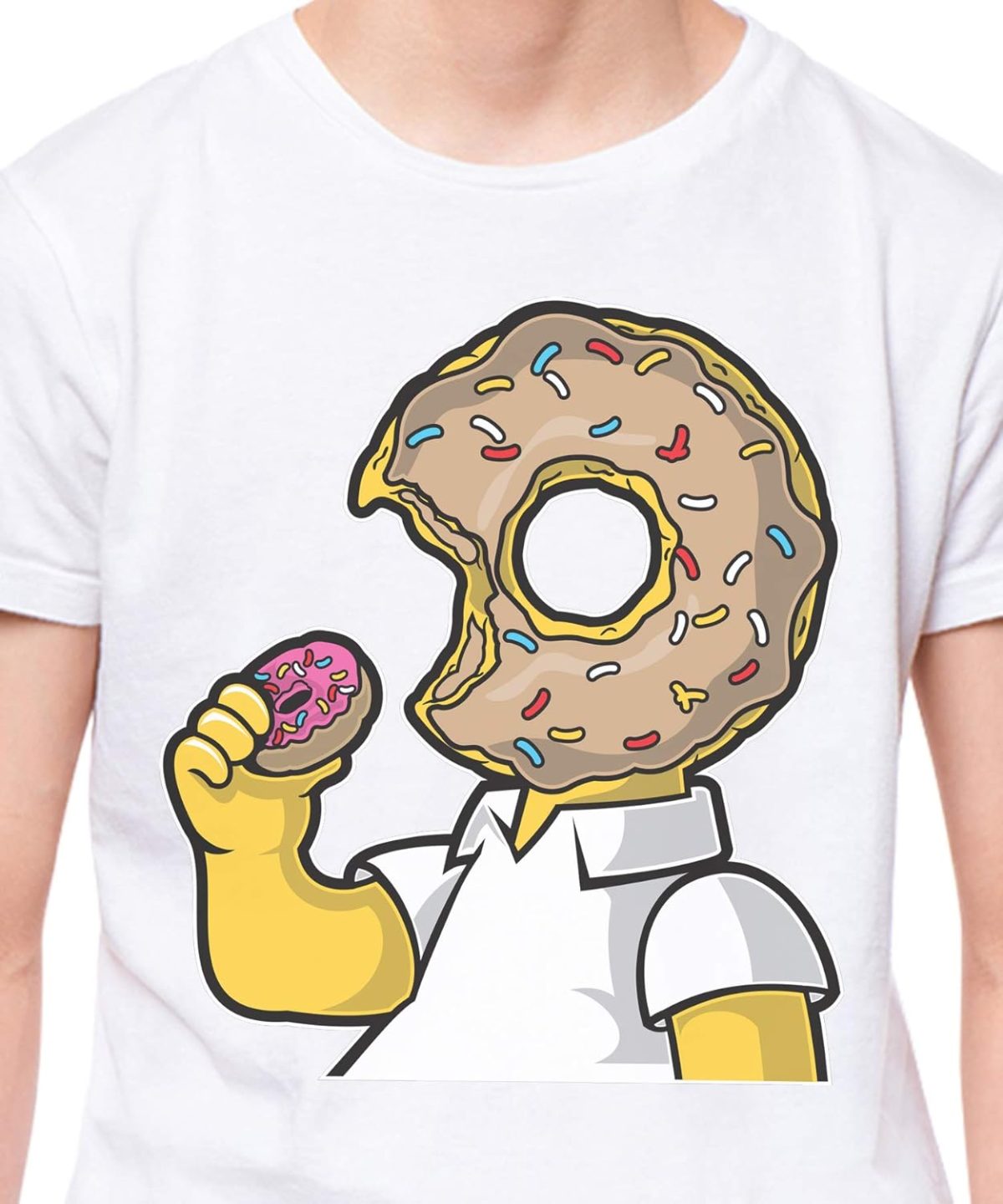 THREADCURRY Mmmm.. Donut | Doughnuts Funny Sarcasm Comic Food Love Cotton Graphic Printed Tshirt for Boys White - Image 3