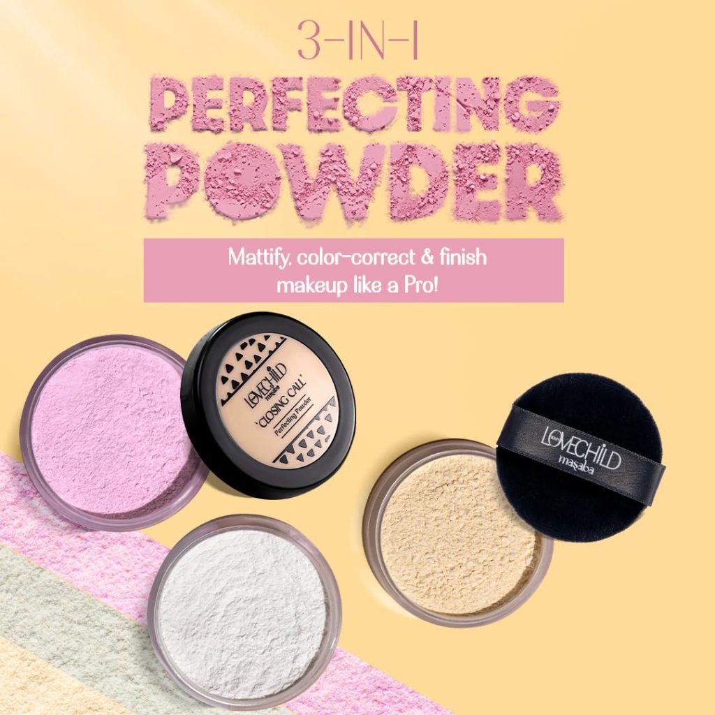 LoveChild Masaba Closing Call 3-in-1 Perfecting Powder | 4K HD Matte Finish | Transfer & Humidity Proof | Enriched with Oat-Meal & Vitamin E | For All Indian Skin Tones