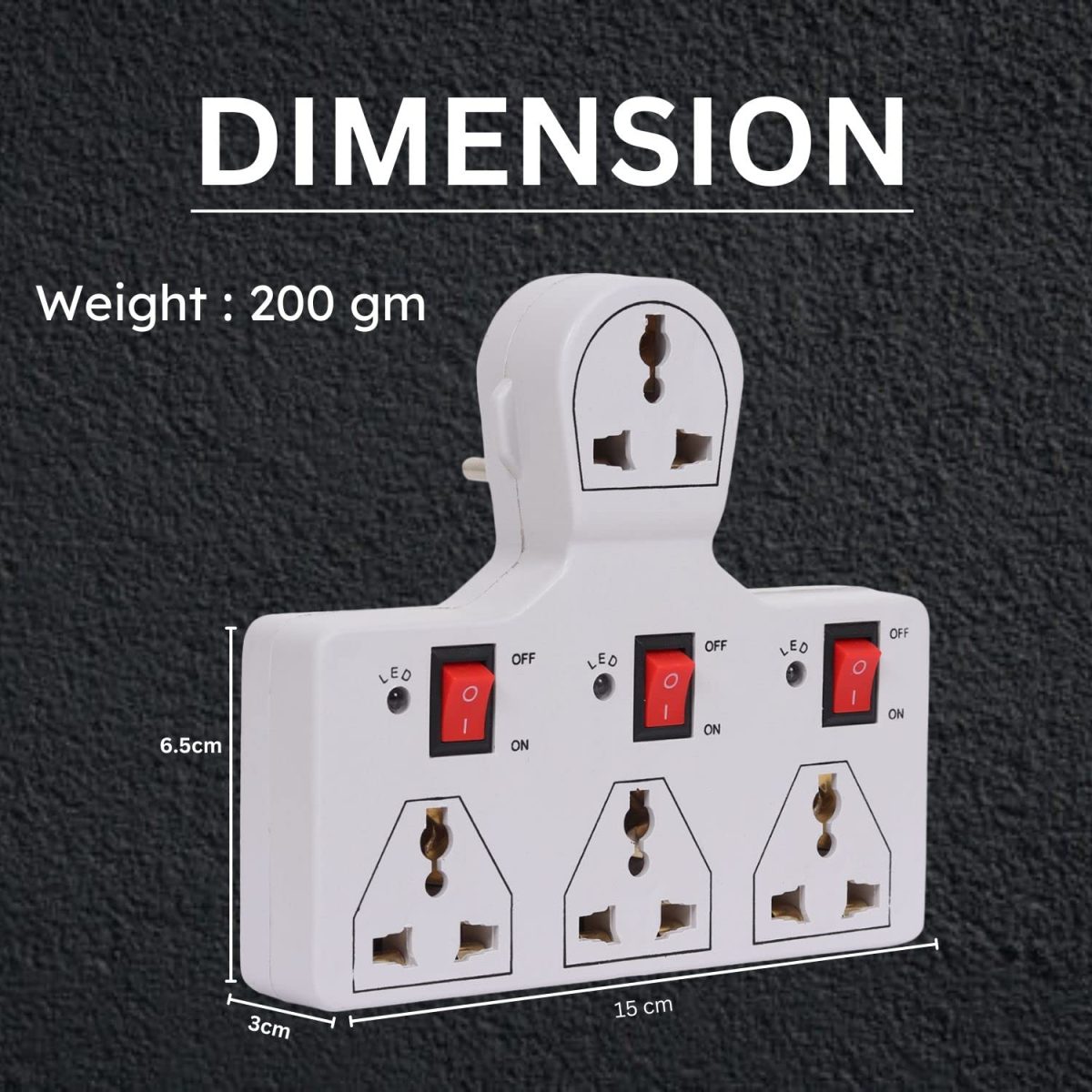 Digiway 4 Universal Socket 3 Switch Multi Plug Extension Board/Multiplug - Image 2