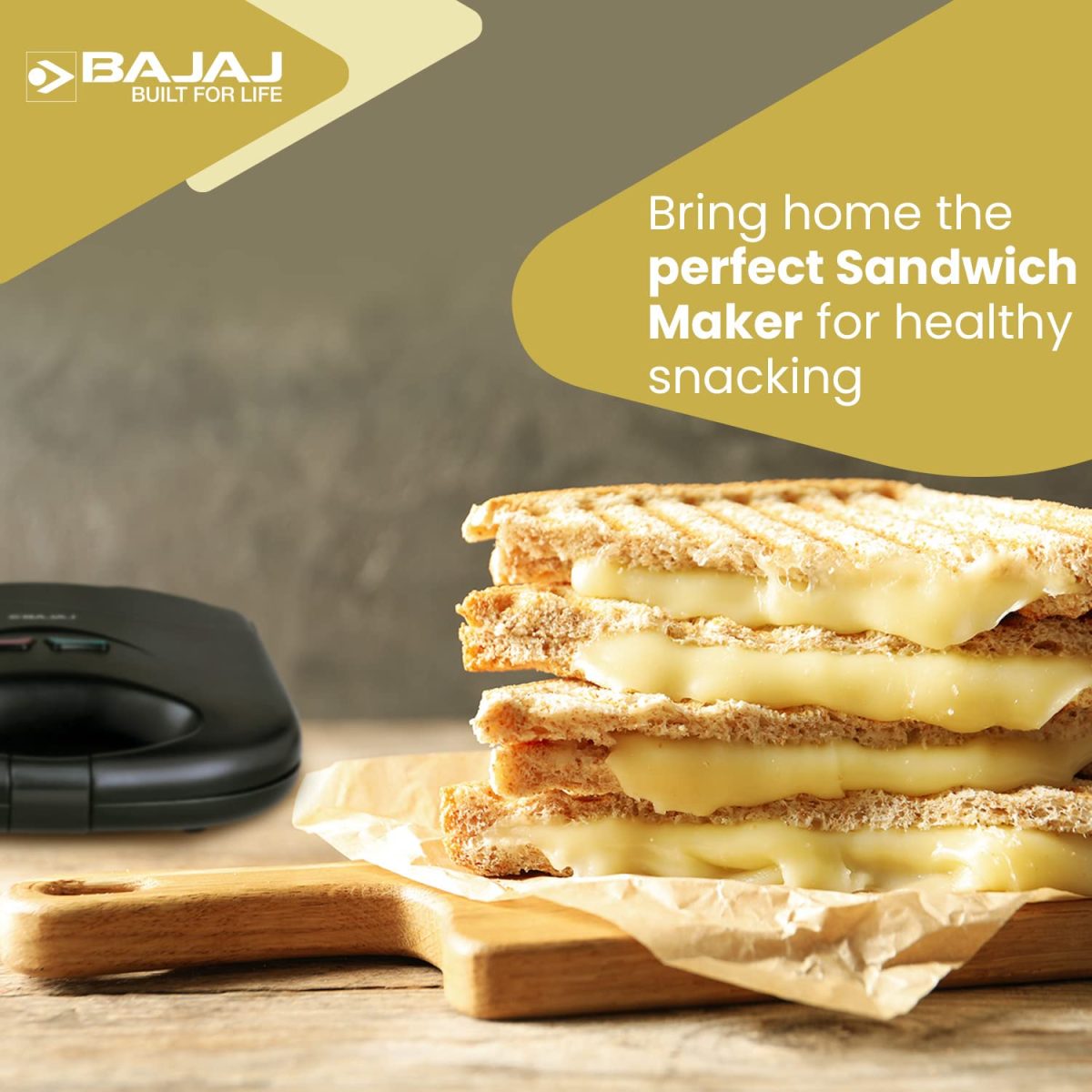 Bajaj New SWX 400 2-Slice Sandwich Grill Toaster | Non-Stick Coating Plates | Buckle Clip Handle | 2 Years Warranty 【Black】 - Image 7