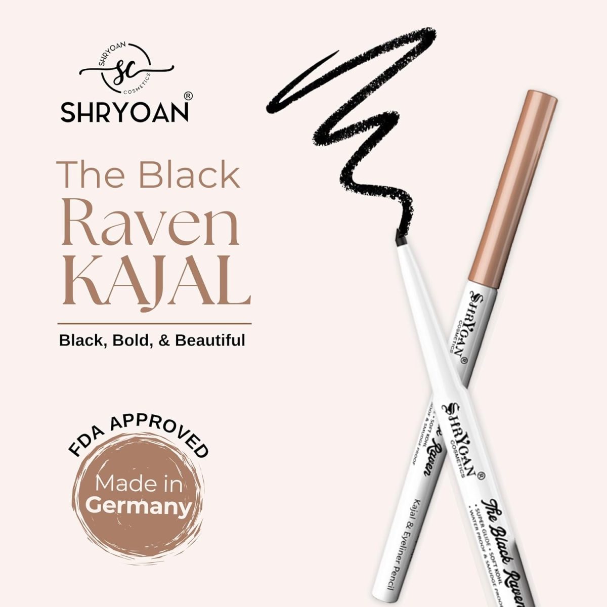 Shryoan Black Revolving Kajal | Intense Matte Finish for Lasting Definition | Waterproof & Smudge Proof Kajal | High Pigment | Super Glide - Image 2