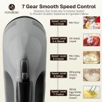 HOMEBASIC Hand Mixer for Cake Baking 260W | Electric Hand Beater with 7 Speed Control, Dough Hook & Beaters | Mixing, Whipping, Kneading, Egg Whisker Blender for Kitchen | Food Grade Stainless Steel - Image 4