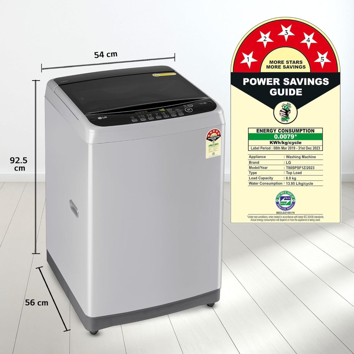 LG 8 Kg 5 Star Smart Inverter TurboDrum Fully Automatic Top Loading Washing Machine (T80SPSF1Z, Punch + 3, 2023 Model, Middle Free Silver) - Image 5