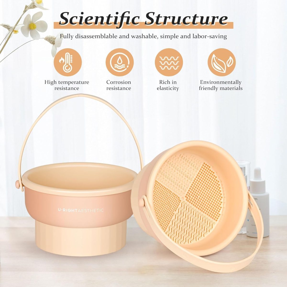 PREPSTO 3 in 1 Cleaning Mat with Brush Drying Holder, Silicone Makeup Brush Cleaner Mat Make Up Brush Cleaning Bowl Cosmetic Brush Washing Tool for Makeup Brush, Sponge, Powder Puff (multicolor) - Image 2