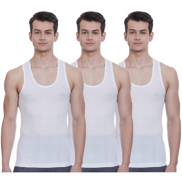Rupa Jon Men's Scented 3P Wht Vest Plain (Pack of 3) (RJNJNVSNRN3P02085_White_85 CM)