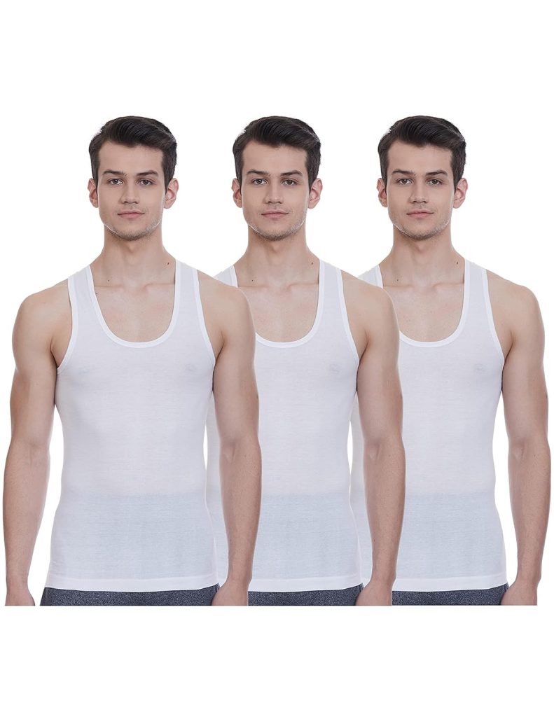 Rupa Jon Men's Scented 3P Wht Vest Plain (Pack of 3) (RJNJNVSNRN3P02085_White_85 CM)