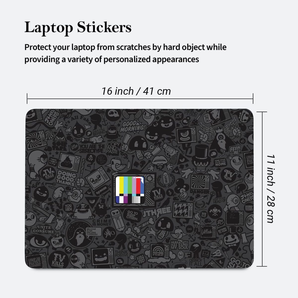 ISEE 360® Black n White Laptop Skin Vinyl Stickers for All Laptop Multicolour Size L X H 16 X 11 Inch - Image 7