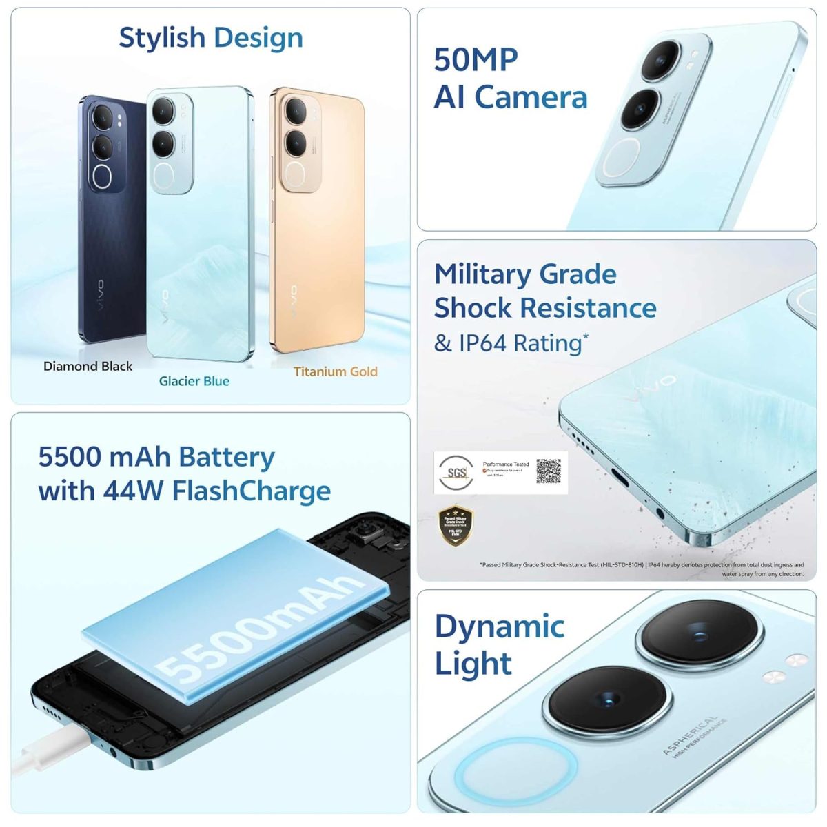 Vivo Y29 5G (Glacier Blue, 4GB RAM, 128GB Storage) with No Cost EMI/Additional Exchange Offers - Image 2