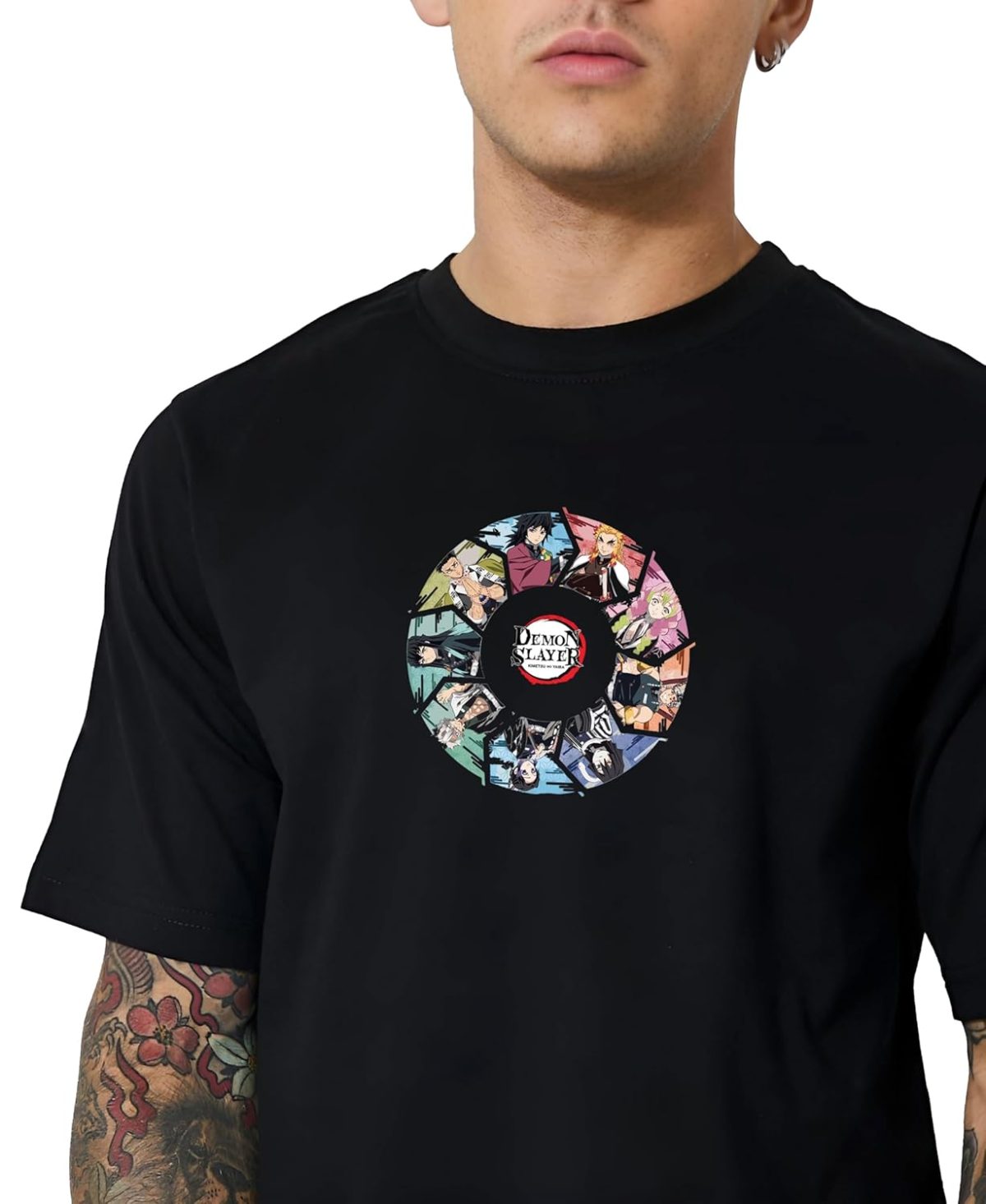 PeaceOut Cotton Unisex T-Shirt with Anime Printed Demon Slayer Hashira (Black) - Image 2