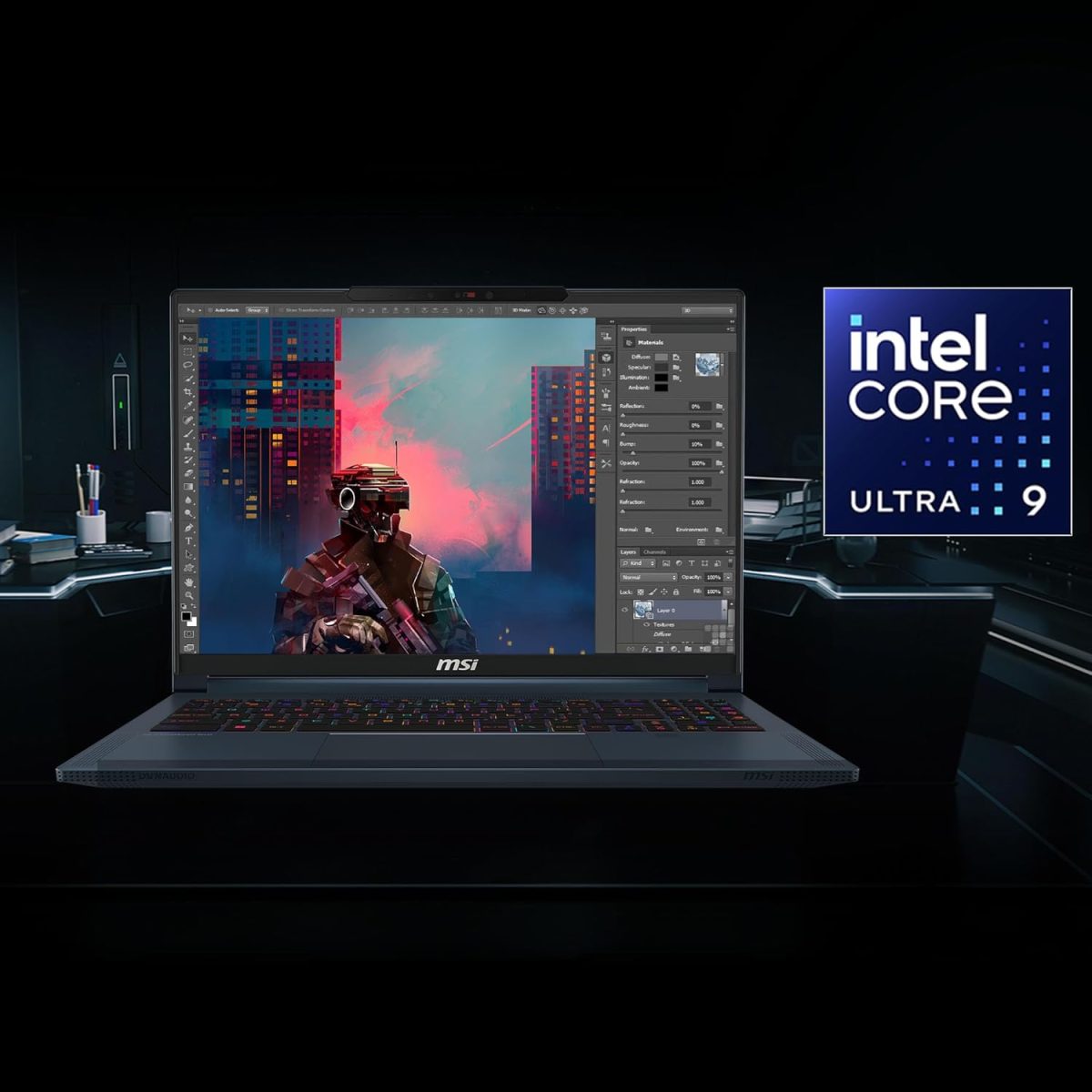 MSI Stealth 16 AI Studio, Intel 1st Gen. Ultra 9 185H, Built-in AI, 41CM QHD+ 240Hz Gaming Laptop (32GB/2TB NVMe SSD/Windows 11 Pro/NVIDIA GeForce RTX 4070, GDDR6 8GB/Star Blue/1.9Kg), A1VGG-057IN - Image 3