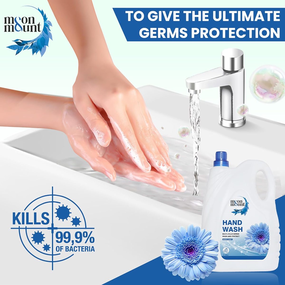 Moon & Mount Hand Wash Protection from Germs, Hand Wash Liquids 5 Liter Liquid Handwash for Everyday Use (Fresh) - Image 3