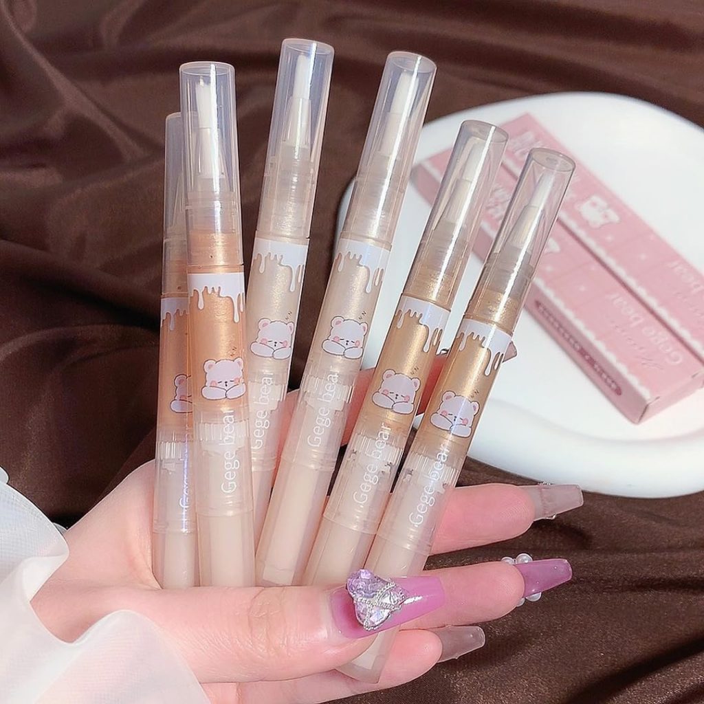 Gege Bear Magic Liquid High-Light Pen | Glitter Shimmer Stick for Eyes, Face & Body | Long-Lasting Waterproof Glow | Sparkly Makeup Pen for Dewy, Diamond-Like Finish (01#SILVER GREY, 2g)