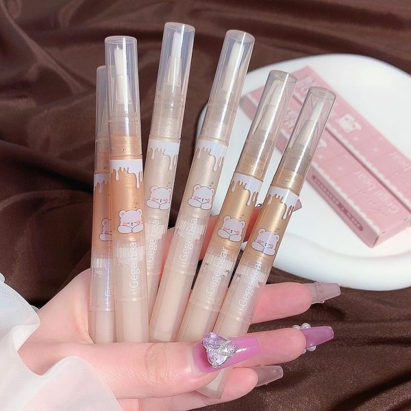 Gege Bear Magic Liquid High-Light Pen | Glitter Shimmer Stick for Eyes, Face & Body | Long-Lasting Waterproof Glow | Sparkly Makeup Pen for Dewy, Diamond-Like Finish (01#SILVER GREY, 2g)