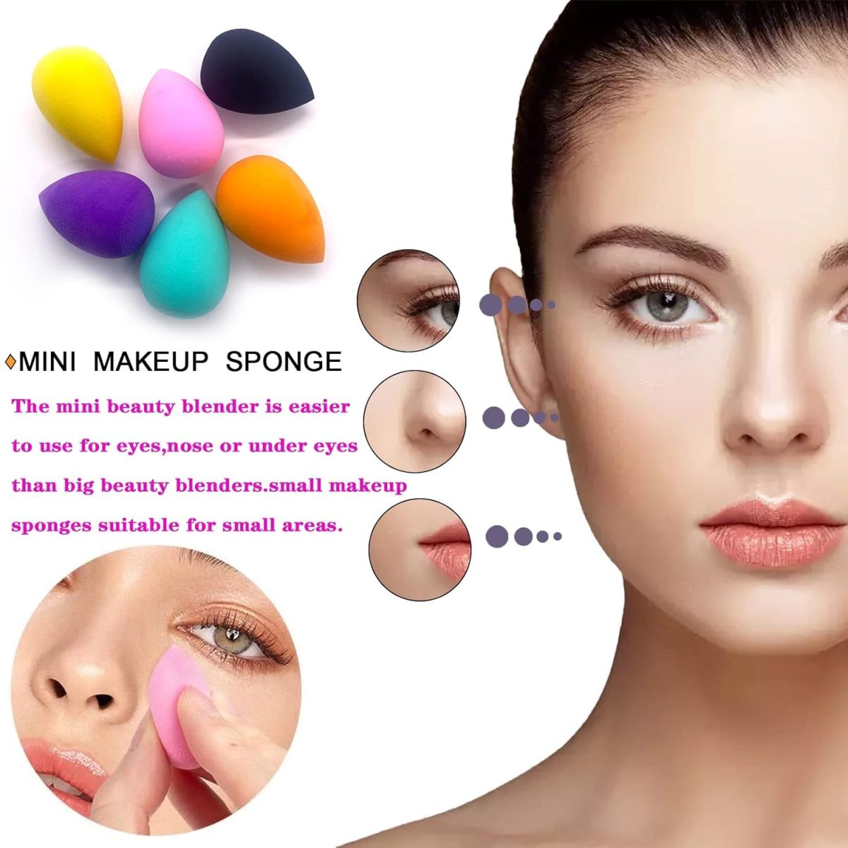 VNZ Beauty Blender Makeup Sponge Puff for Face – 30 Pcs Multi-Colored Makeup Sponges for Foundation, Blending, and Cream Application – Reusable Face Puff Set - Image 6