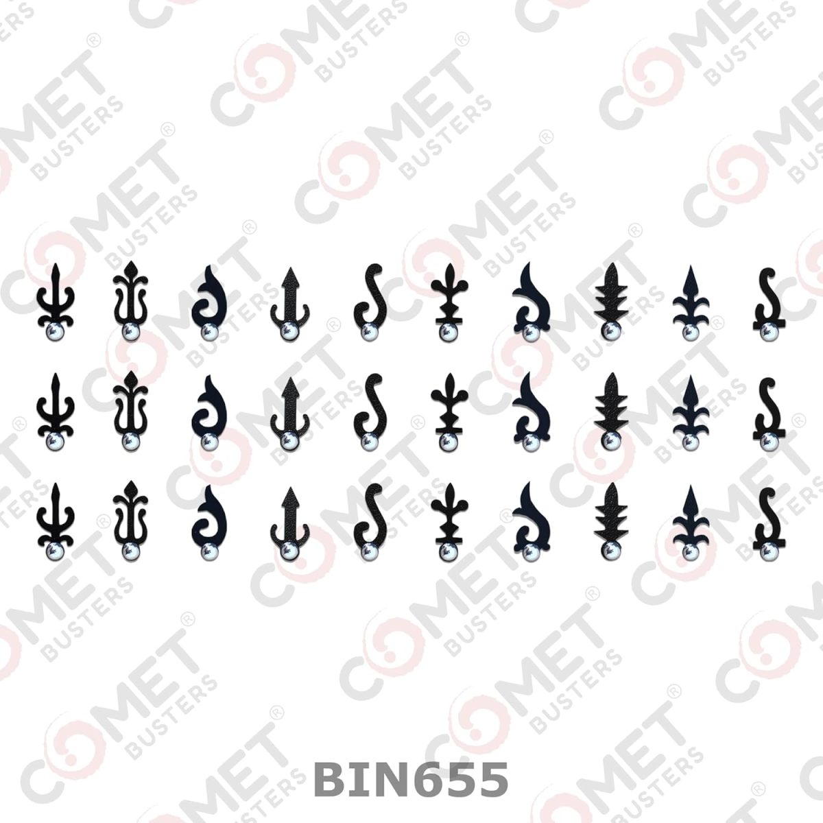 Comet Busters Different Designs Fancy Black Bindi (BIN655)(10mm) - Image 8