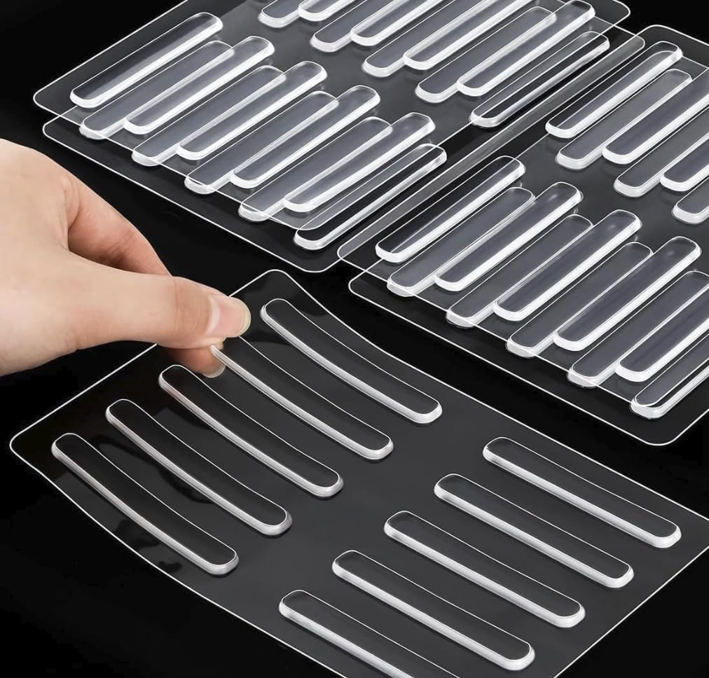 Qenixo Clear Door Bumper Strip – Self Adhesive Transparent Wall Protector for Door Handle, Rubber Cushion Pad for Home, Kitchen, Furniture, Cabinets, Anti-Collision Safety Sticker (Pack of 10)
