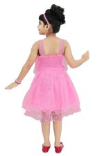 Chandrika Girls midi Knee Length Pink Sleeveless Party Dress - Image 3