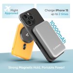 Ambrane MagSafe Wireless 10000mAh Fast Charging Power Bank, Strong Magnet, 22.5W Output for iPhone 12 & Above, Android & Other Qi Enabled Devices, Premium Rubberized Coating (Aerosync Snap, Yellow) - Image 4