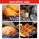 PANCA Papad Jali Roast, Paneer Grill, Roti Maker, Barbeque Jali Roaster Chapati Toast Grill Wooden Handle Vegetable tandoor net, Baigan Bharta (Square) - Image 6