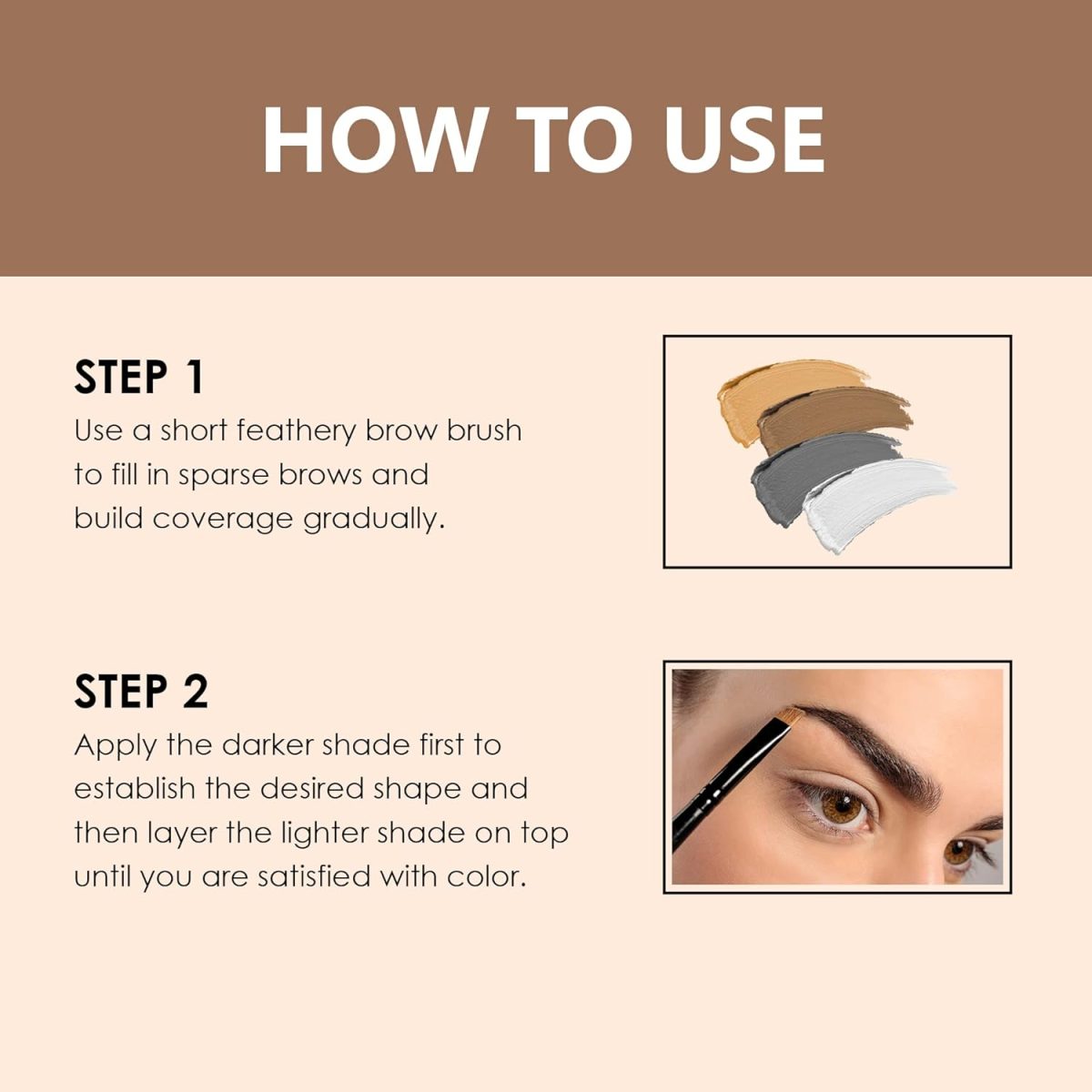 Shryoan Eyebrow Powder with angled eyebrow brush and Spoolie | Long Lasting & Water Proof | (Multi color) - Image 6