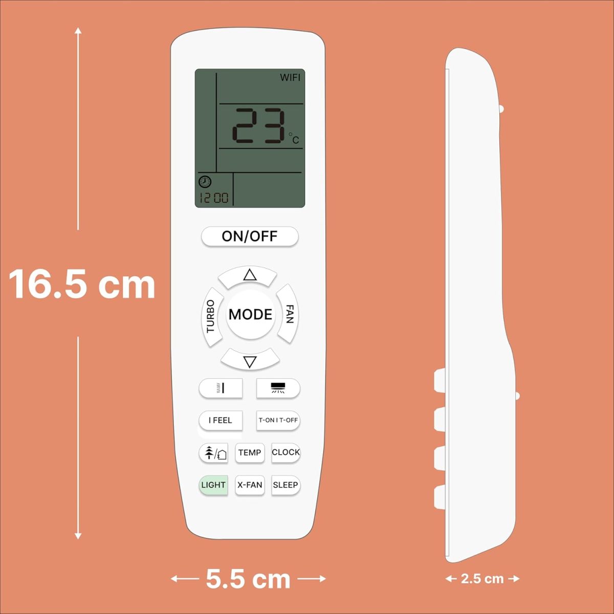 ZIEVA Compatible with Onida AC Remote Replacement for 1, 1.5, 2 ton Split/Window Air Conditioner - Please Match The Original Remote (AC 206) - Image 5