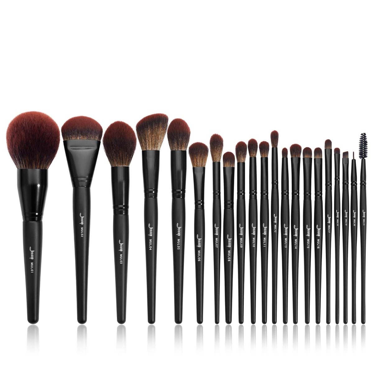 Jessup Makeup Brushes Professional Set 21Pcs Black Complete Collection, Synthetic Hair Makeup Brushes for Powder Blending, Foundation, Highlight Contour, Concealer, Eyeshadow Eye Liner, Spoolie, T271