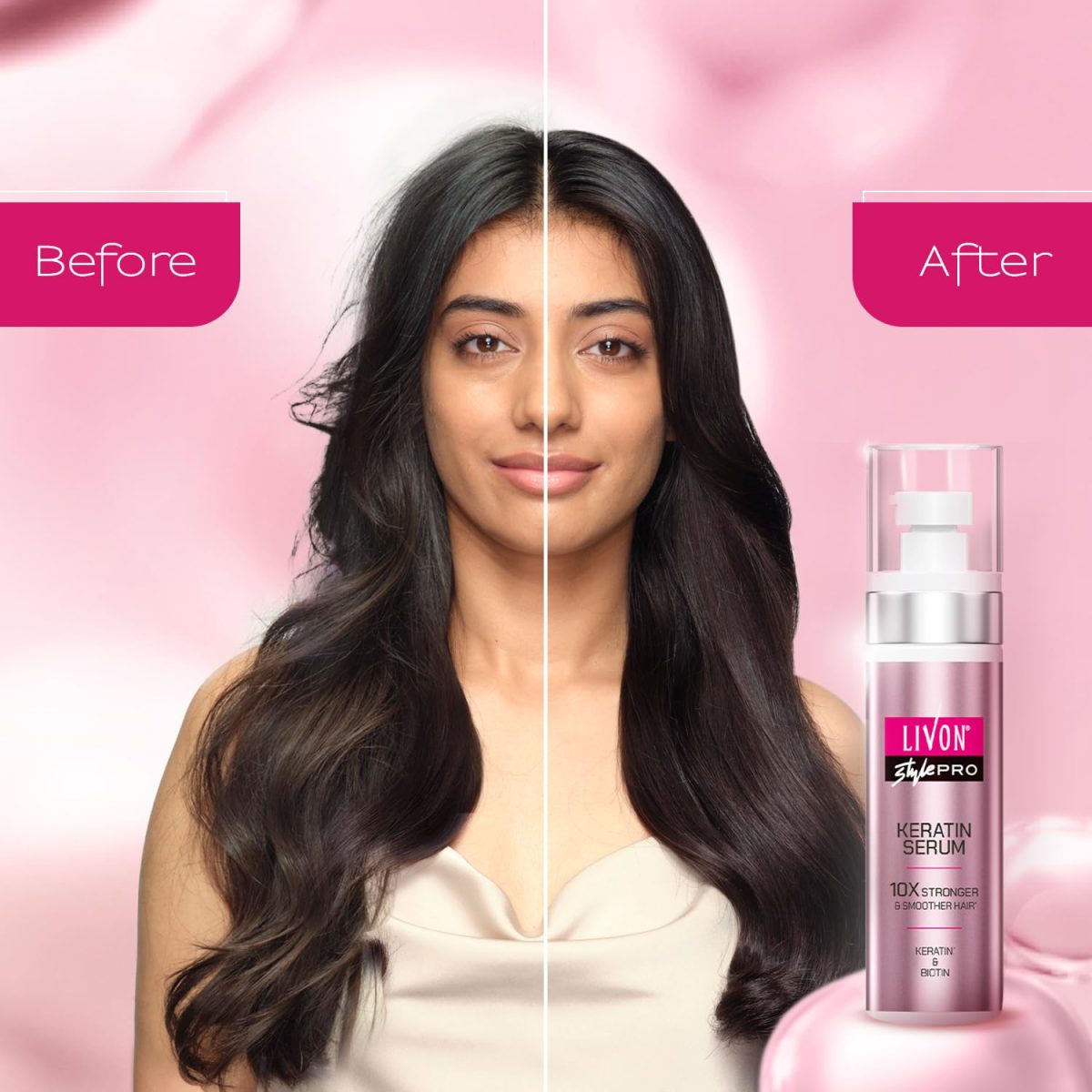 Livon Style Pro Keratin Hair Serum for Women | 10X Stronger & Smoother Hair| With Keratin & Biotin| All Hair Types| 100 ml - Image 6