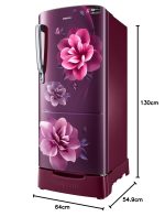 Samsung 183 L, 3 Star, Digital Inverter, Direct-Cool Single Door Refrigerator (RR20C1823CR/HL, Red, Camellia Purple, Base Stand Drawer) - Image 13