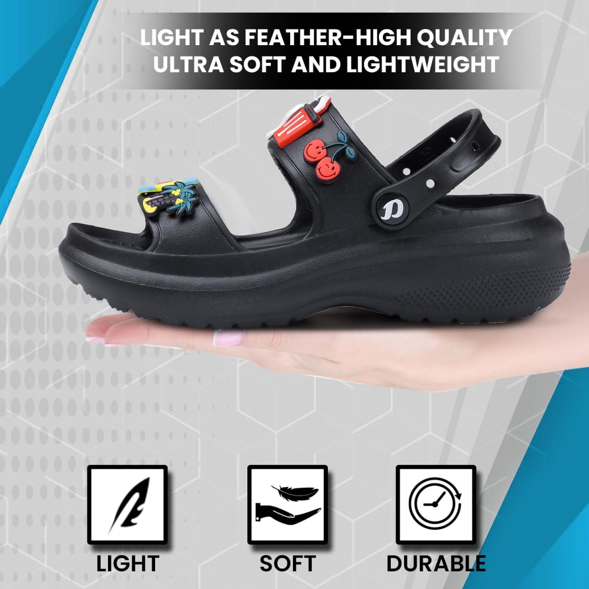 DOCTOR EXTRA SOFT Women's Classic Charms Cushion Sandals/Clogs with Adjustable Back Strap for Adult| Comfortable & LightWeight | Stylish & Anti-Skid | Waterproof Casual Daily Mules Girls & Ladies D-552 - Image 6