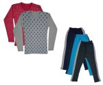 IndiWeaves Girls Cotton Full Sleeve Printed T-Shirts and Cotton Capri 3/4 Pants (Navy Blue,Sky Blue,Dark Grey,Maroon,Grey,9-10 Years) Pack of 5