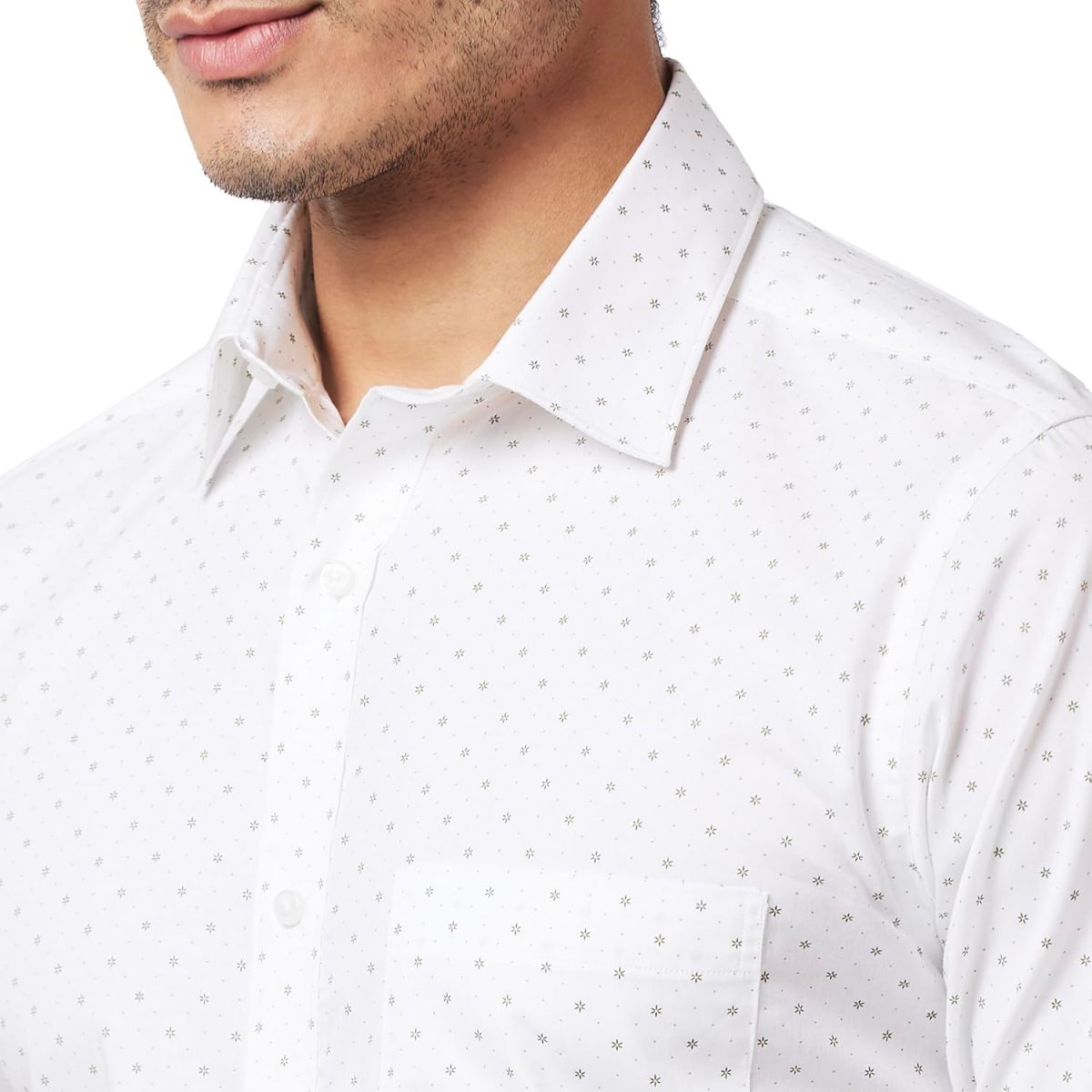 Raymond Men's Pure Cotton Print Pattern Slim Fit Semi Cutaway Collar Full Sleeve Formal Shirt - Image 6