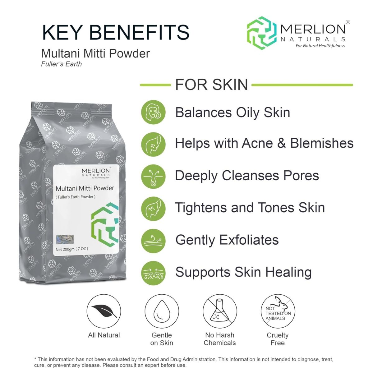 Merlion Naturals Multani Mitti Powder 200gm | Fuller’s Earth Powder for Face and Hair Pack - Image 6