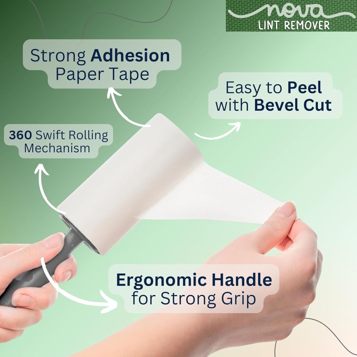 NOVA LINT REMOVER Lint Roller For Clothes Pet Hair Fur Remover From Clothes Lint Remover For Clothes Lint Remover Roller With Cover| 3 Refill (10 Cm) X 60 Sheets = 180 Sheets | - Image 6