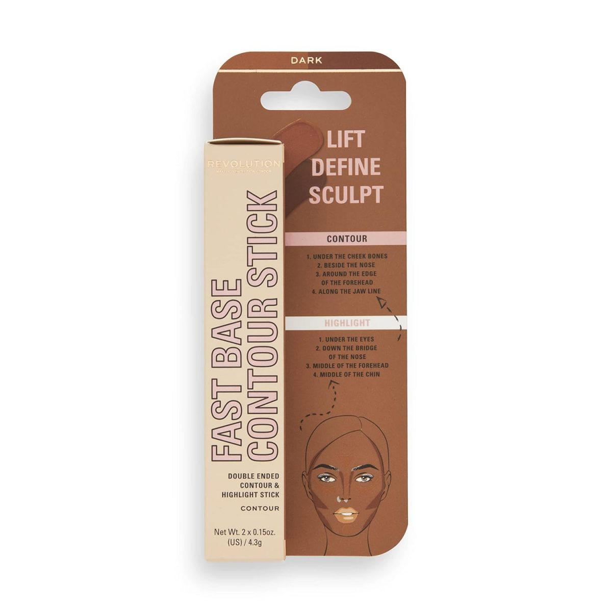 Makeup Revolution- Fast Base Contour Stick-Dark (For Dark Skin Tones) | Defines and Scuplts the Face Seamlessly| Lightweight & Blendable Formula | Multipurpose | Cruelty Free - 8.6 gm - Image 8