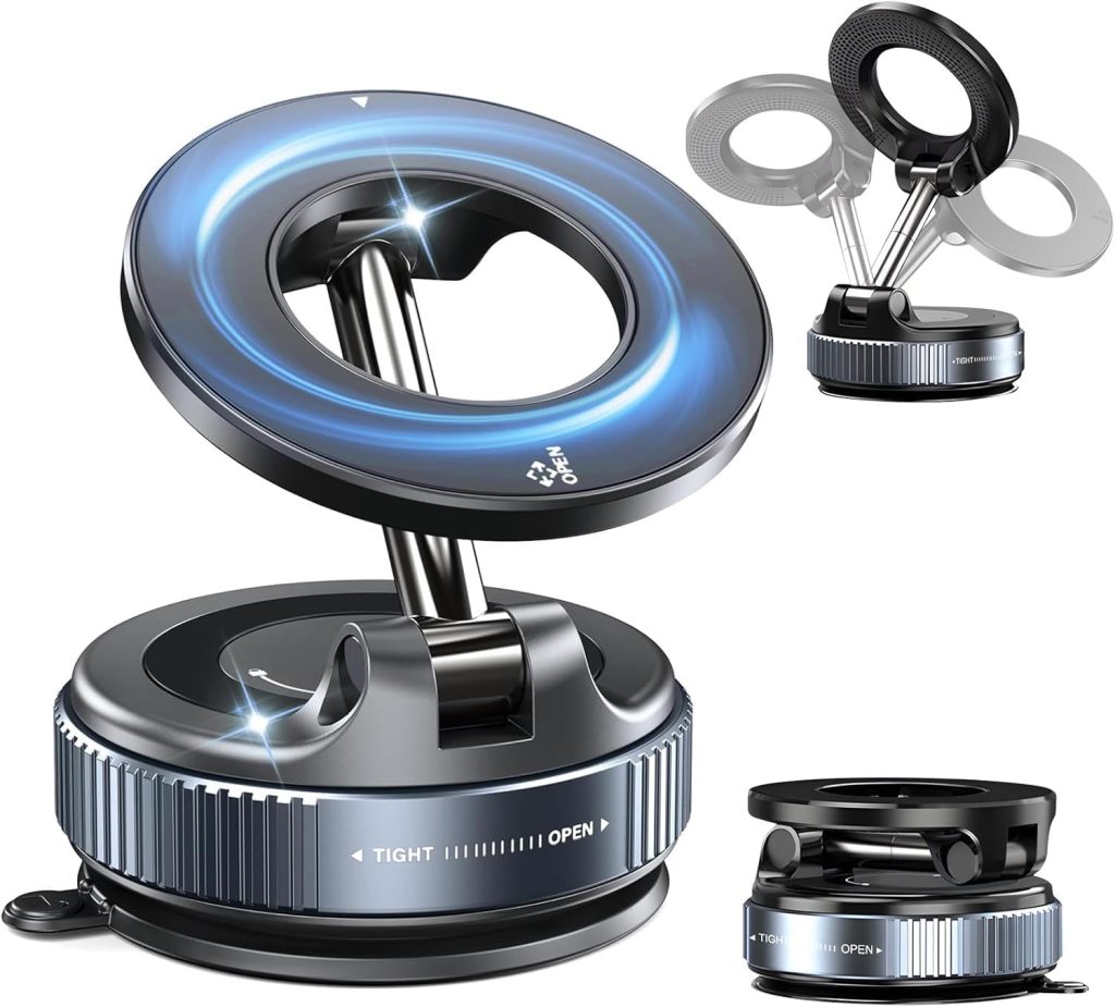 Yootech 360° Vaccum Magnetic Phones Holder, Magnetic Car Phone Mount, Hands-Free Suction Cup Phones Holder for Car/Gym/Mirror/Shower, Car Mount Compatible with All Mobile (Extended)