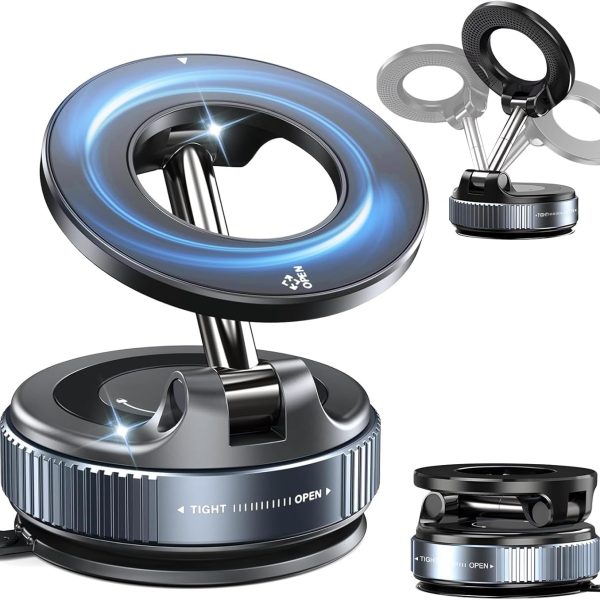 Yootech 360° Vaccum Magnetic Phones Holder, Magnetic Car Phone Mount, Hands-Free Suction Cup Phones Holder for Car/Gym/Mirror/Shower, Car Mount Compatible with All Mobile (Extended)