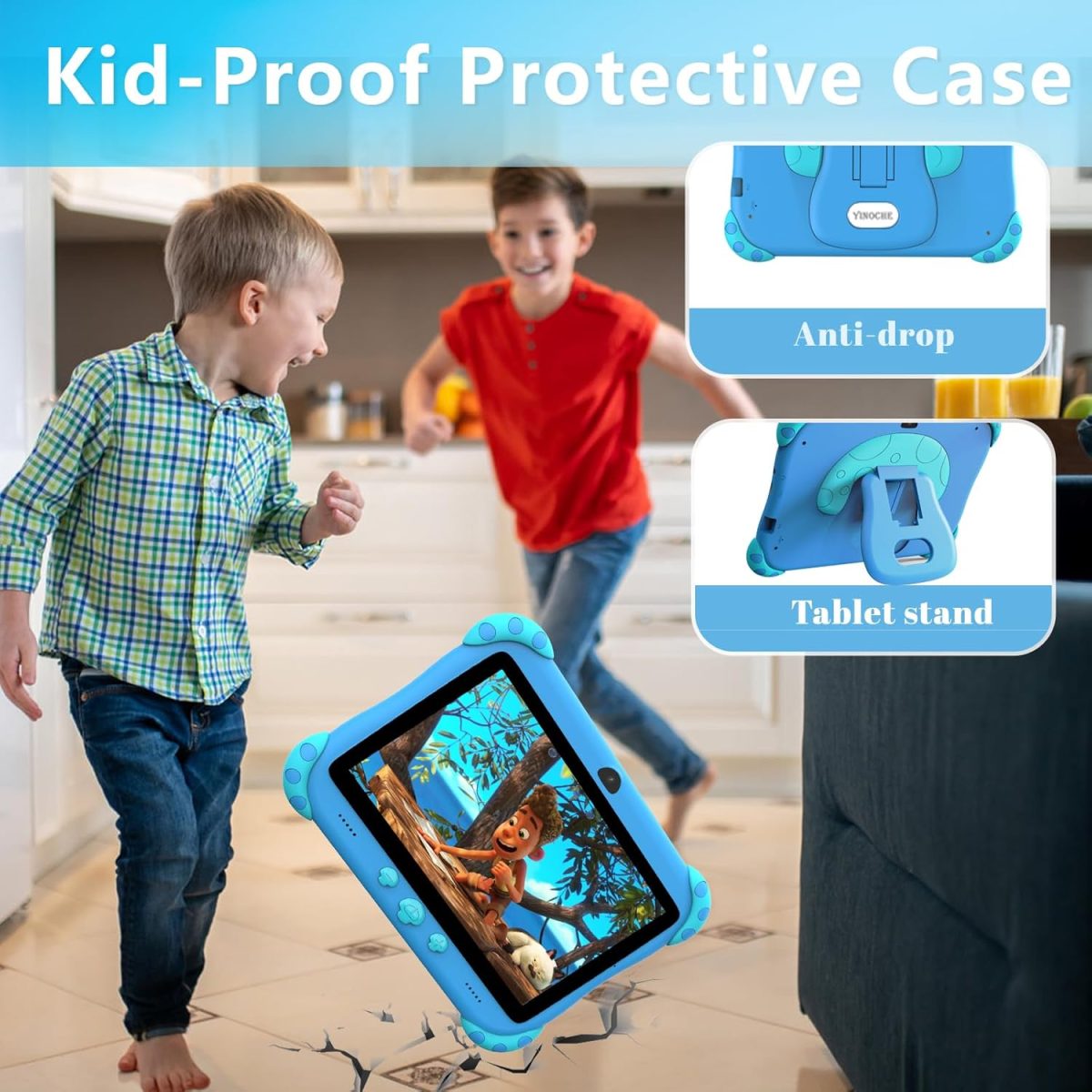 YINOCHE 7 Inch Kids Tablet with Case, WiFi, Android Kids Tablet, 32GB Storage, Dual Camera, Shockproof Case, Parental Control Tablets Compatible with Netflix - Image 5