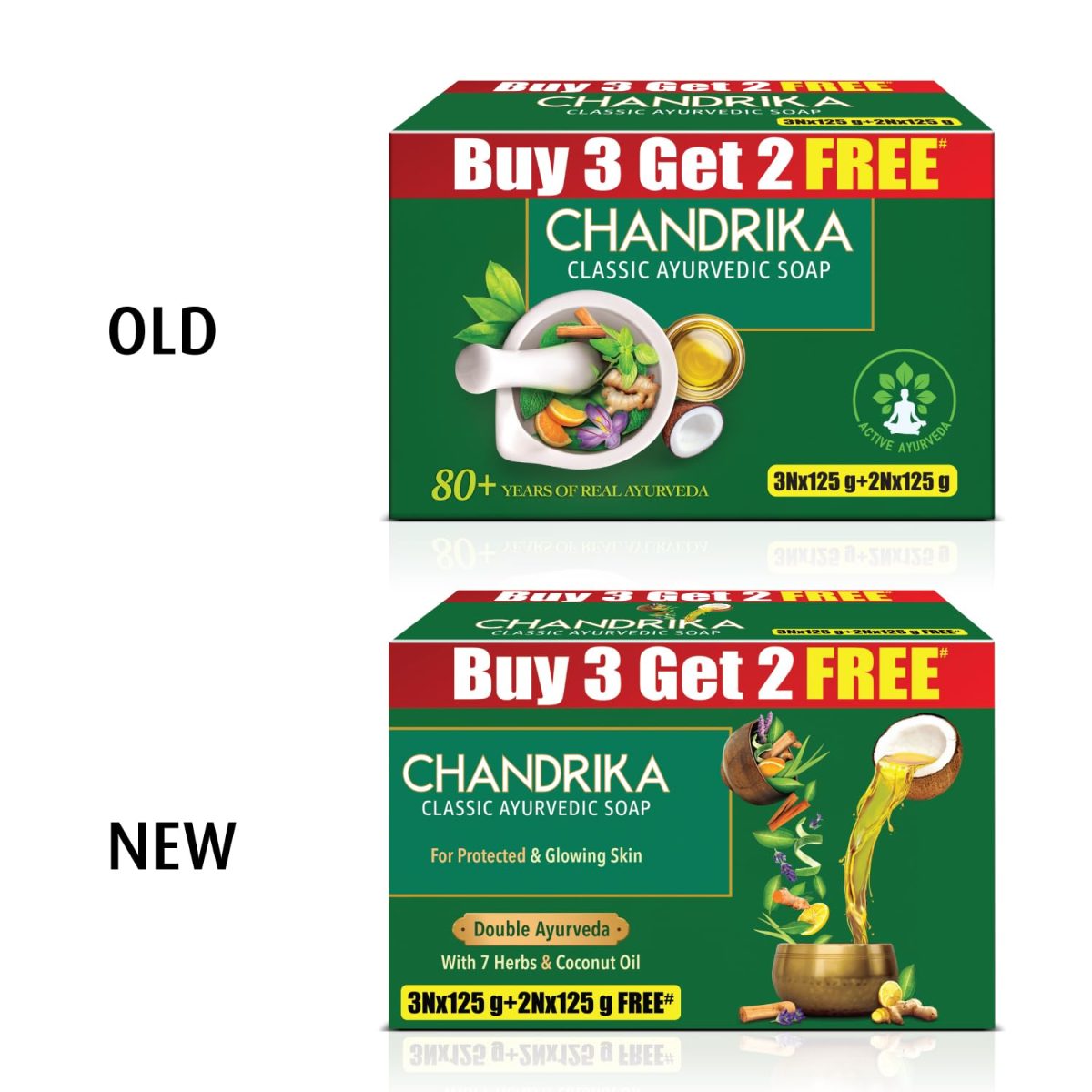 Chandrika Ayurvedic Soap Classic| Handmade Soap for Naturally Radiant Skin| For All Skin Types| 125g (Pack of 3) + 2x125g Soap Free - Image 3