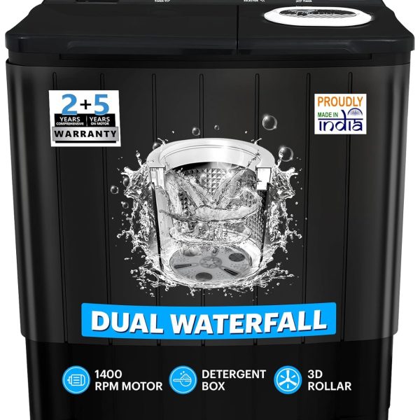 OG Star 7.5 kg Semi-Automatic Top Load Washing Machine (OSA7500/Black & Grey/2025)