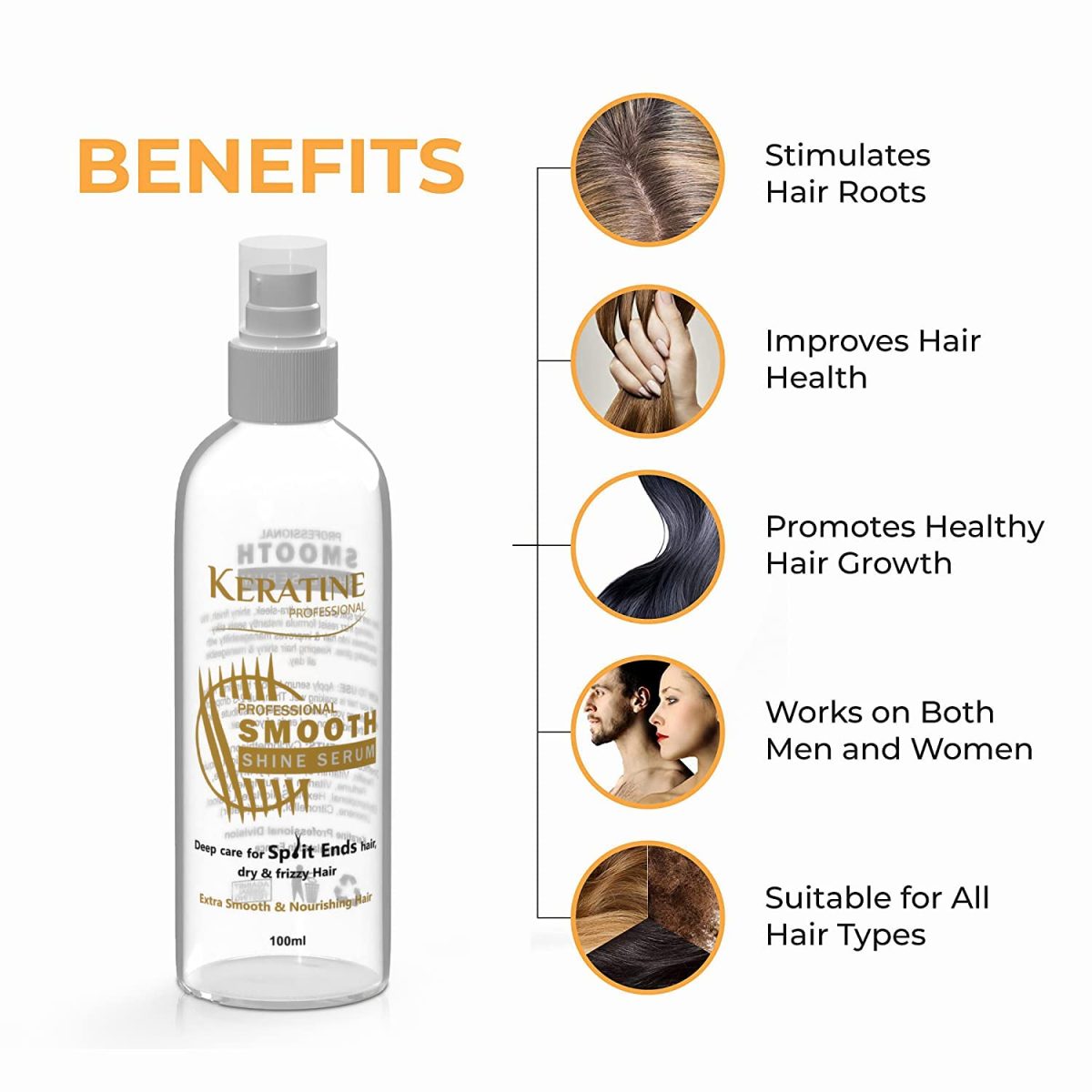 KERATINE PROFESSIONAL® Keratin Shampoo, Hair Mask and keratin Serum(100 Ml) Kit | Sulphate free Repair Shampoo, Repair Hair Mask and Professional Smooth Shine Serum Set for Thin Fine Hair | Pro Treatments for Dry, Damaged & Color Treated Hair. - Image 4