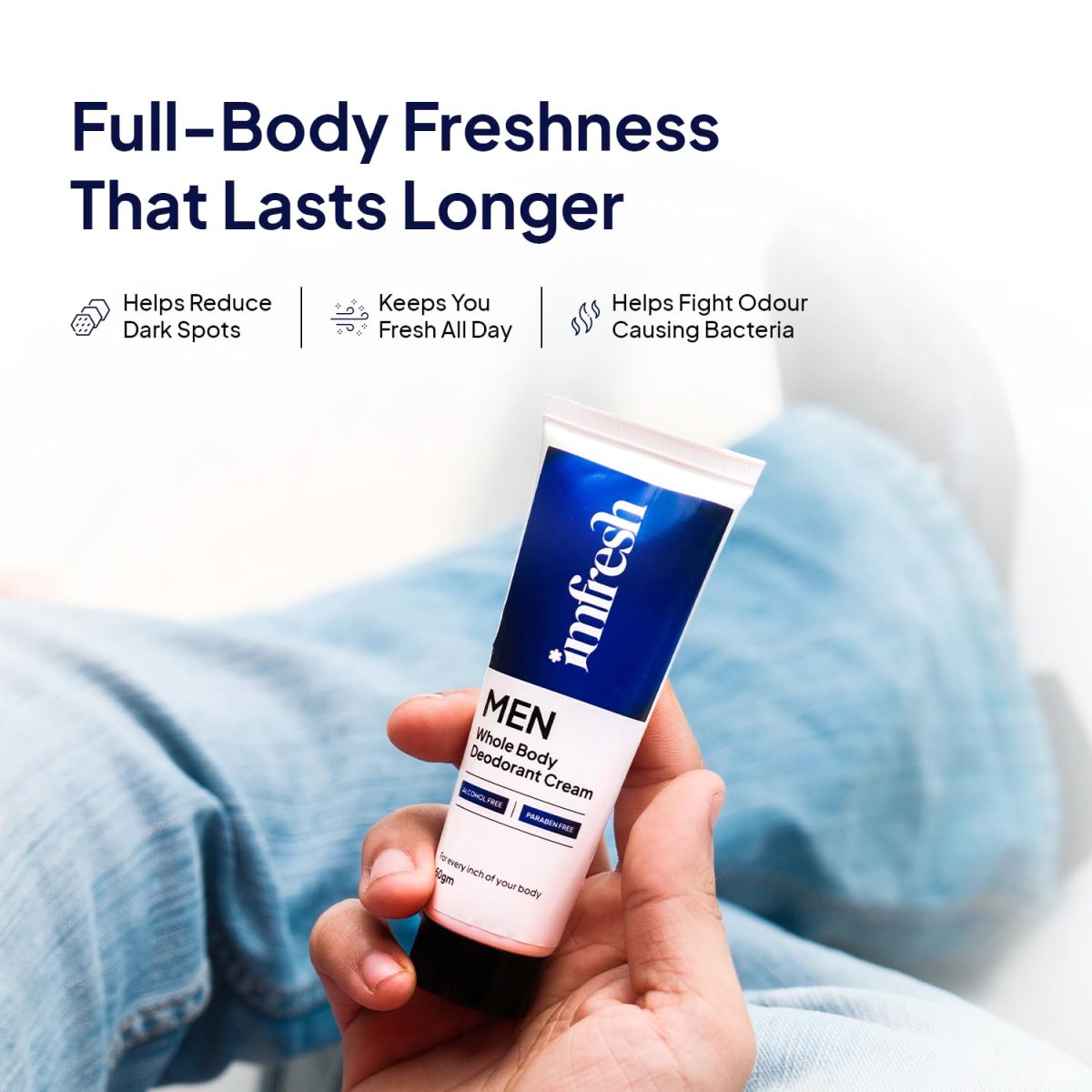 imfresh Men Deodorant Cream For Whole body & Underarms Area | Unique & Fresh Long Lasting Fragrance | Whole Body Odour Protection | Helps Reduce Pigmentation & Dark Spots | Alcohol-Free | Natural Ingredients 50gm - Image 4
