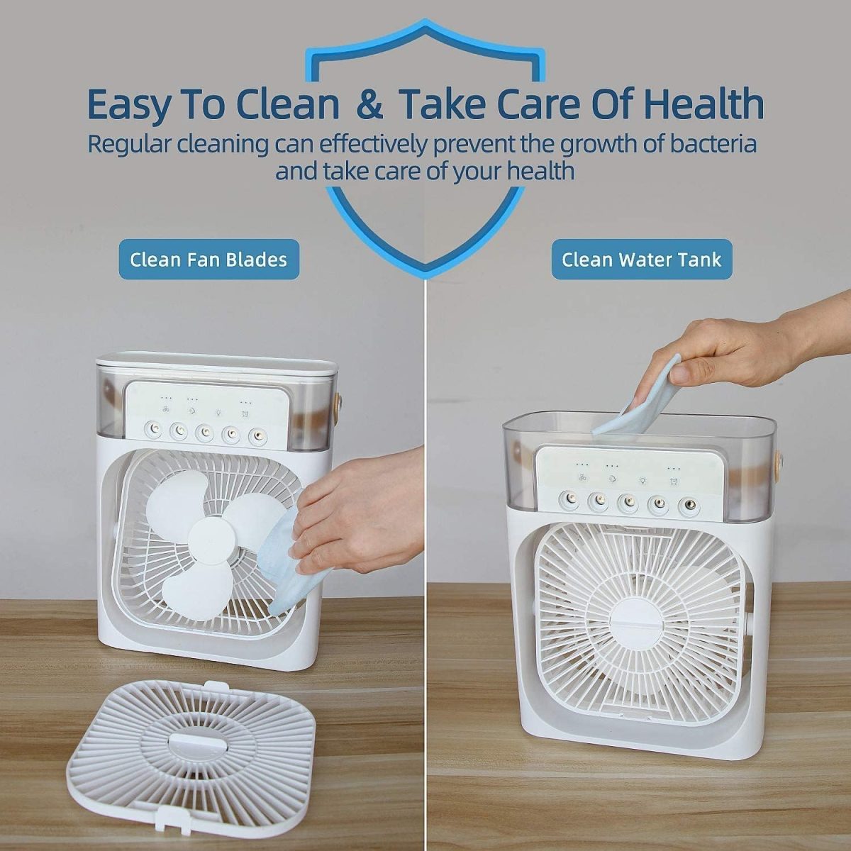 ConvertKitchen Portable Air Conditioner Fan, 500 ml Water Tank USB Personal Cooler, Mini Humidifier Fan with 7 Colors LED Light, 3 Timer, 3 Wind Speeds, 3 Spray Modes for Office, Home - Image 2