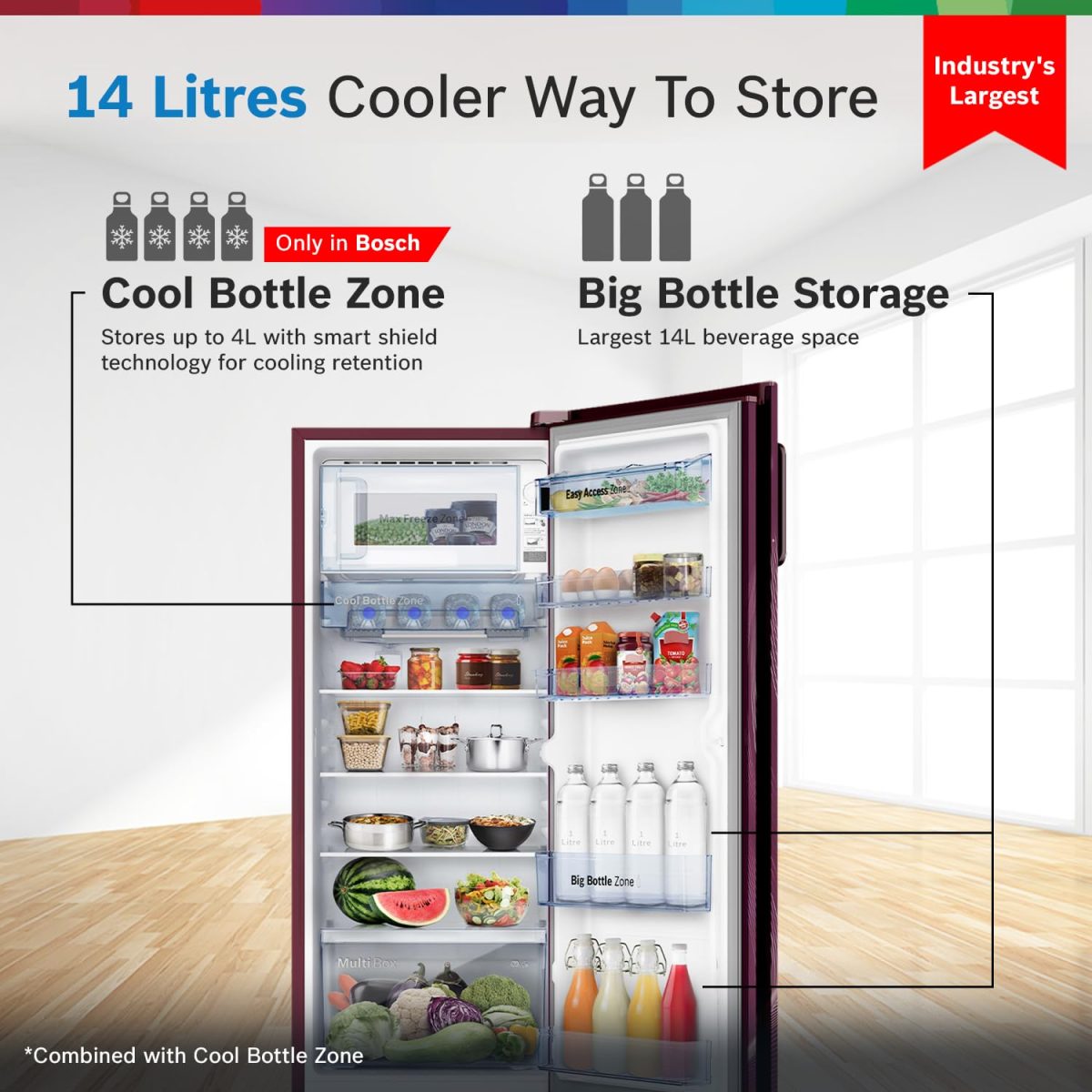 Bosch Single Door Refrigerator 226L Inverter Direct Cool (CST22W33PI,Feather Wine) - Image 5