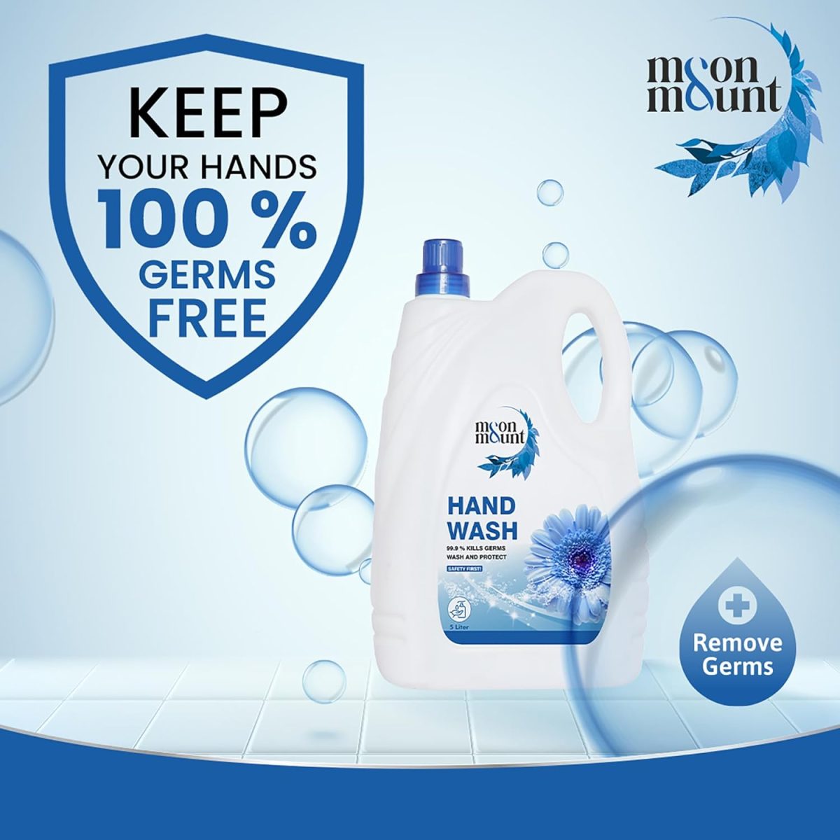 Moon & Mount Hand Wash Protection from Germs, Hand Wash Liquids 5 Liter Liquid Handwash for Everyday Use (Fresh) - Image 6