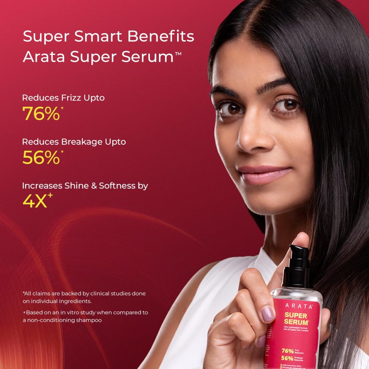 Arata Super Serum (100ml) For Dry & Frizzy Hair | 76% Frizz Reduction | 56% Breakage Reduction | Luxurious Shine | Prevents Split Ends | Powered By JD Jojoba Hair Complex | Hair Serum For Women & Men - Image 2