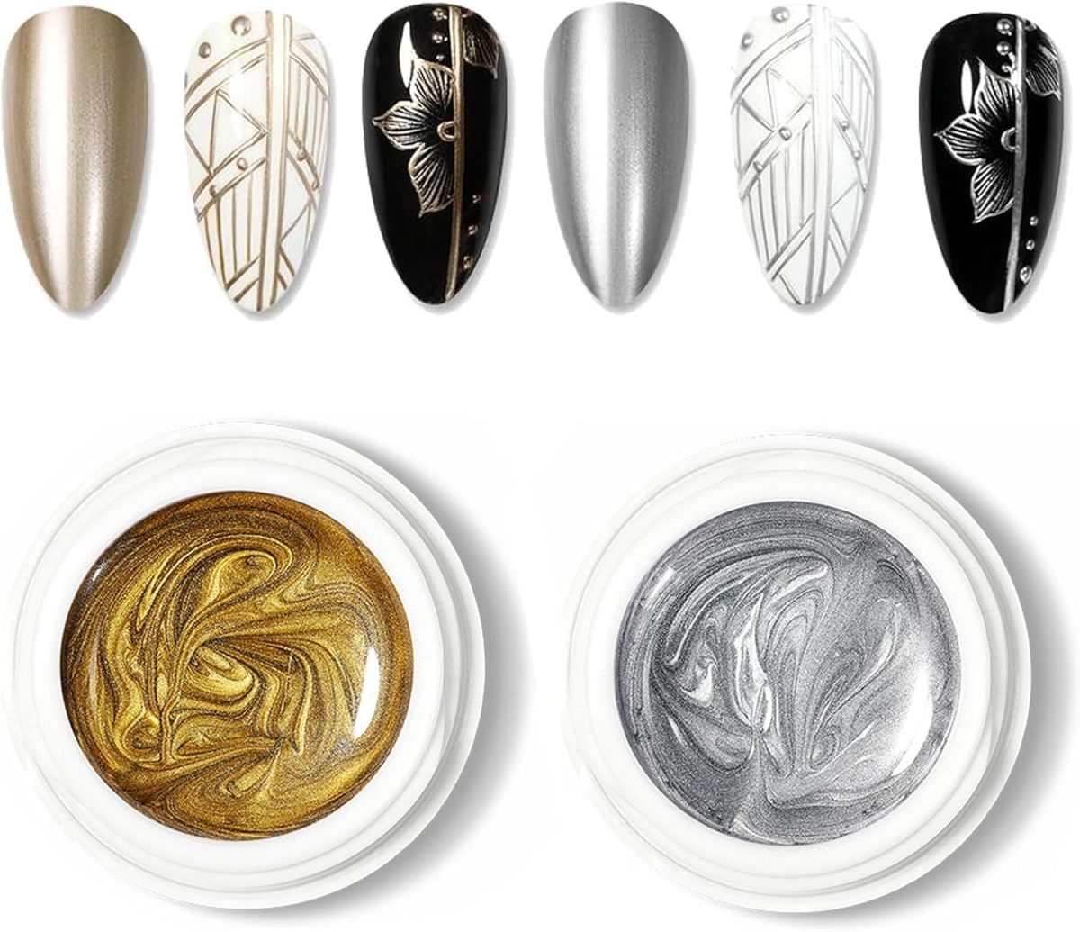 NAILWIND Mirror Metallic Finish Nail Polish, Metal Painted Gel Nail Polish - Reflective High Shine Nail Polish Soak Off UV/LED - 3D Metal Gel Longlasting Brightness (Gold), 5 ml - Image 2