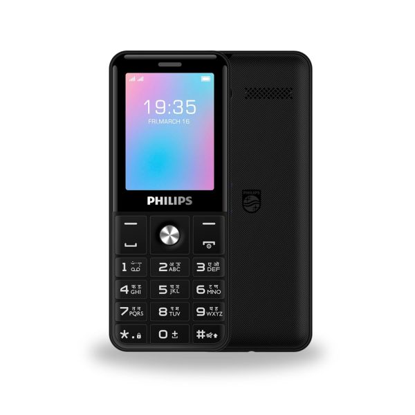 Philips All-New E2221 Sleek & Stylish |Keypad Mobile with 2.4" Screen|2500 MAH Battery | 2030mm Speaker| Wireless FM | Bright Torch| Digital Camera|Black