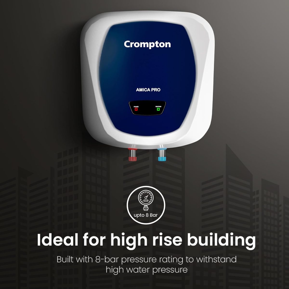 Crompton Amica Pro 15-L, 5 Star Rated Storage Water Heater with Superior Glassline Coated Tank, Powerful 2000W Heating Element, Rust Proof Plastic Body and Advanced 3 Level Safety (White and Blue) - Image 4