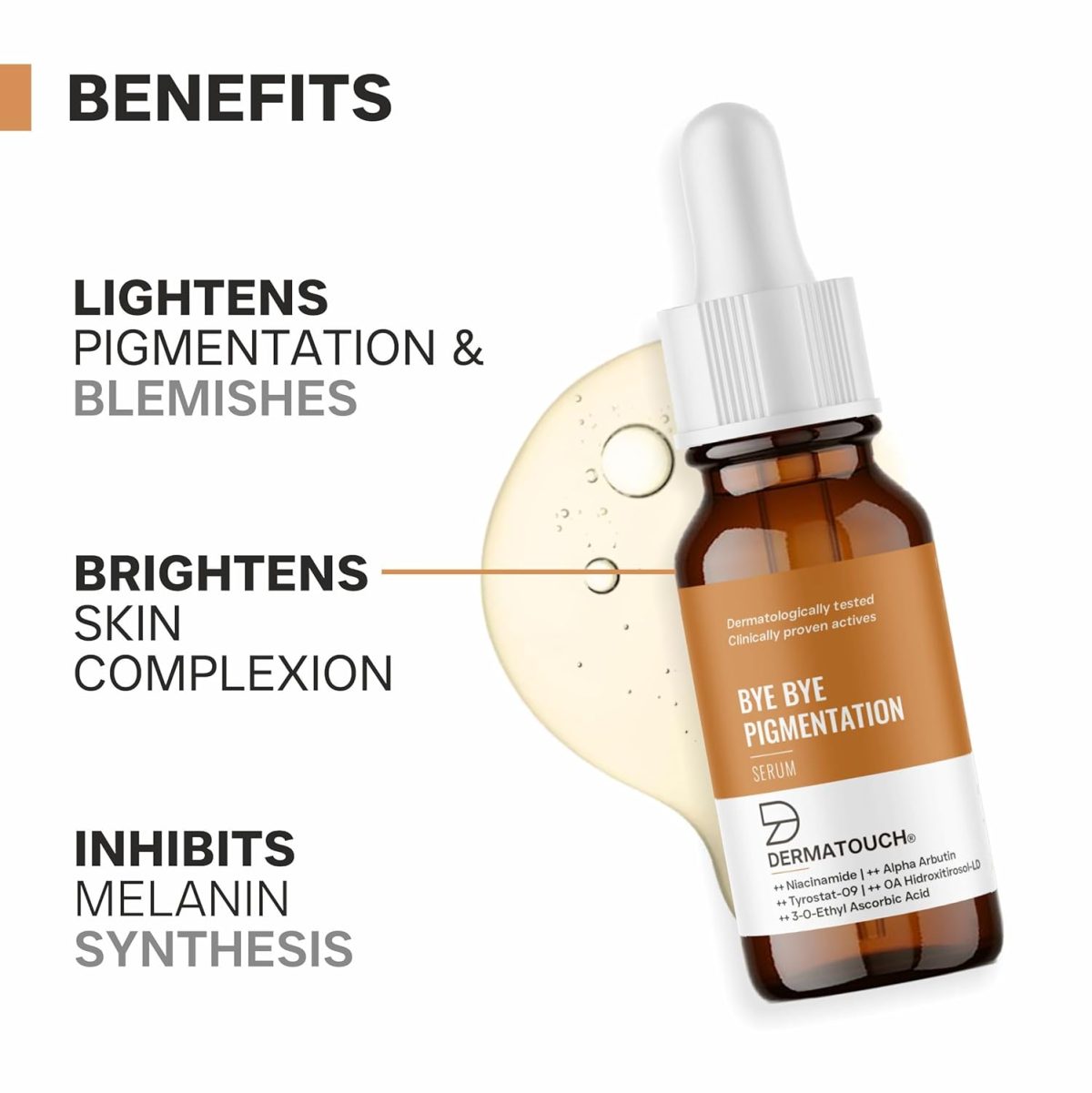 DERMATOUCH Bye Bye Pigmentation Serum | For Pigmentation, Dark Spots, Blemishes | For all skin types | For Both Men & Women | 10ML - Image 2