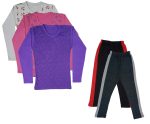 IndiWeaves Girls Cotton Full Sleeve Printed T-Shirts and Cotton Capri 3/4 Pants (Black,Dark Grey,White,Pink,Purple,15-16 Years) Pack of 5